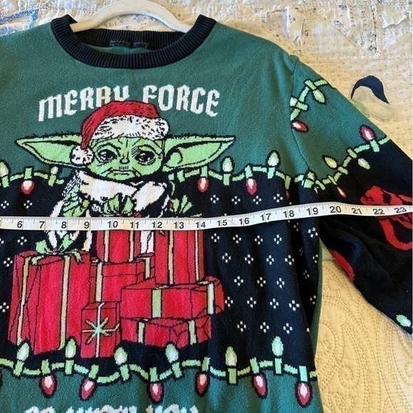Star Wars Christmas sweater yoda holiday soft cozy comfy green red unisex XL - Picture 9 of 9